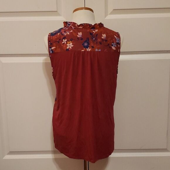 Market & Spruce Womens Orlee Split Neck Blouse Burgundy Size Medium NWOT - Picture 3 of 5